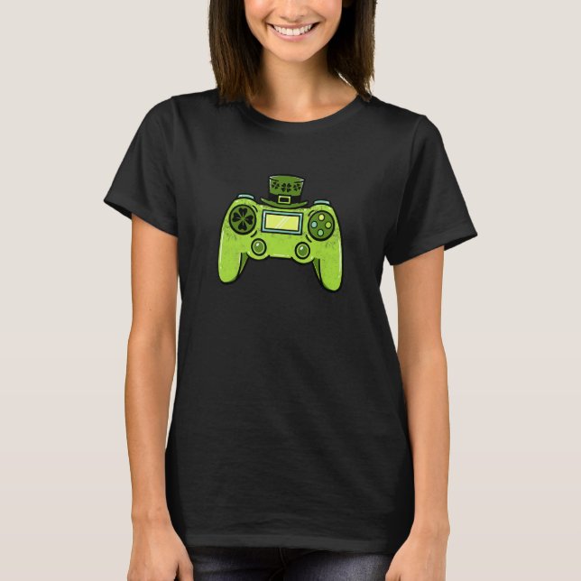 Video Game Controller Irish Gamer Boys St Patricks T Shirt (Framsida)