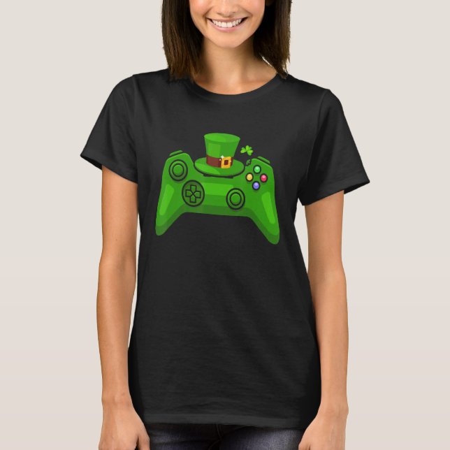 Video Game Controller Irish Gamer Boys St Patricks T Shirt (Framsida)