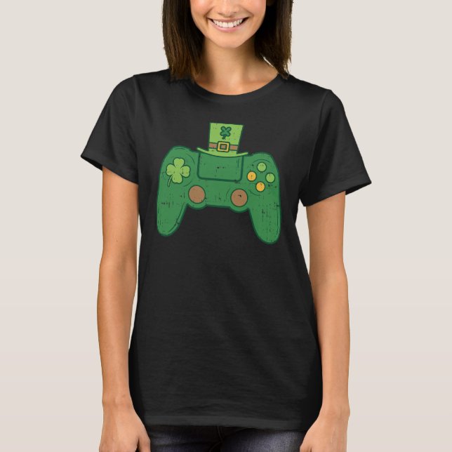 Video Game Controller Irish Gamer Boys St Patricks T Shirt (Framsida)