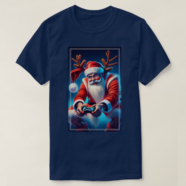 Video Game Controller jul Santa Hat Boys Xma T Shirt (Design framsida)
