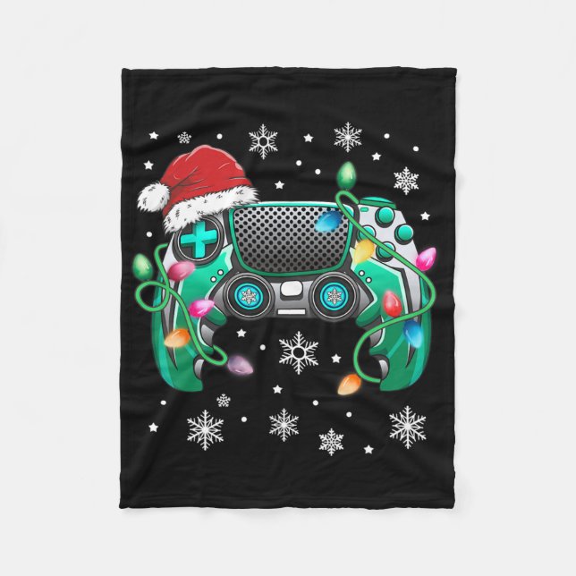 Video Game Controller jul Santa Hat Gamer Bo Fleecefilt (Framsidan)