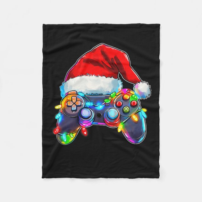 Video Game Controller jul Santa Hat Gamer Bo Fleecefilt (Framsidan)