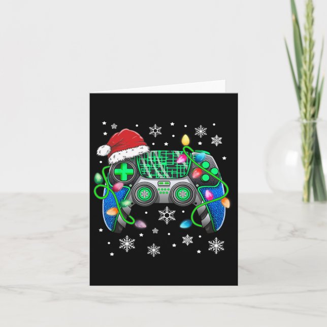 Video Game Controller jul Santa Hat Gamer Bo Kort (Framsida)