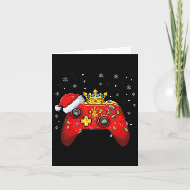 Video Game Controller jul Santa Hat Gamer Bo Kort (Framsida)
