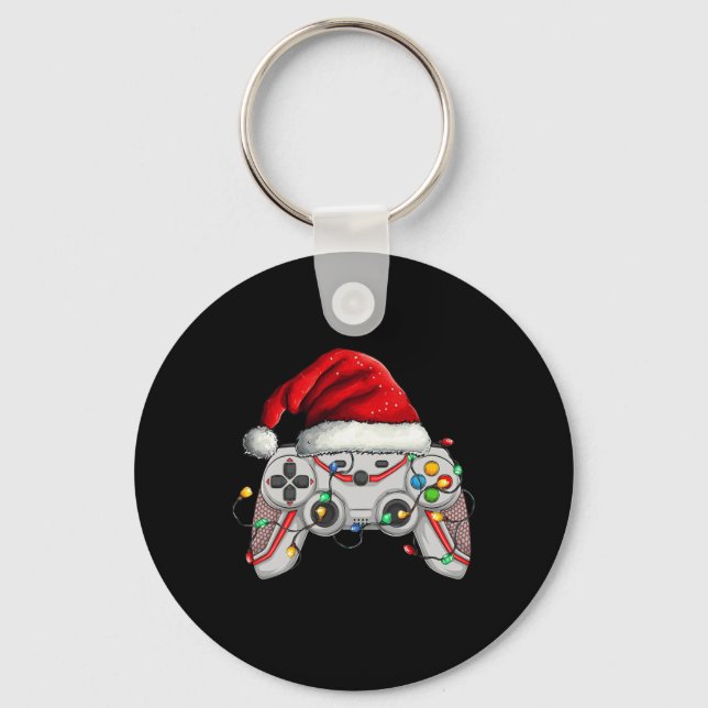 Video Game Controller jul Santa Hat Gamer Bo Nyckelring (Framsida)