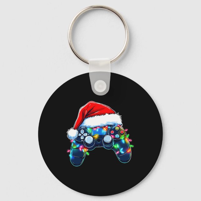 Video Game Controller jul Santa Hat Gamer Bo Nyckelring (Framsida)
