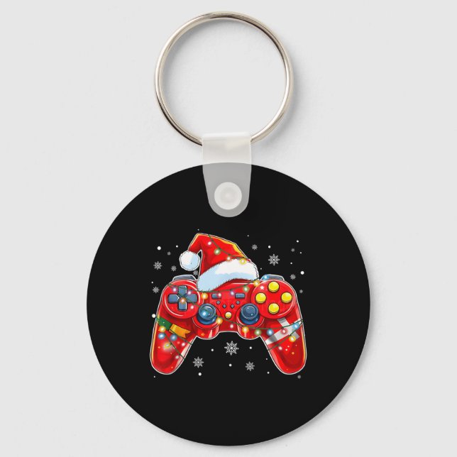Video Game Controller jul Santa Hat Gamer Bo Nyckelring (Framsida)