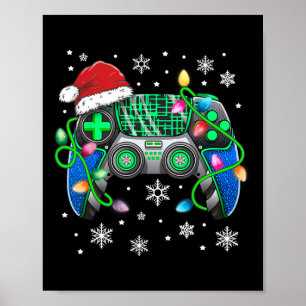 Video Game Controller jul Santa Hat Gamer Bo Poster
