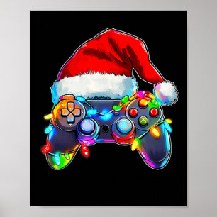 Video Game Controller jul Santa Hat Gamer Bo Poster