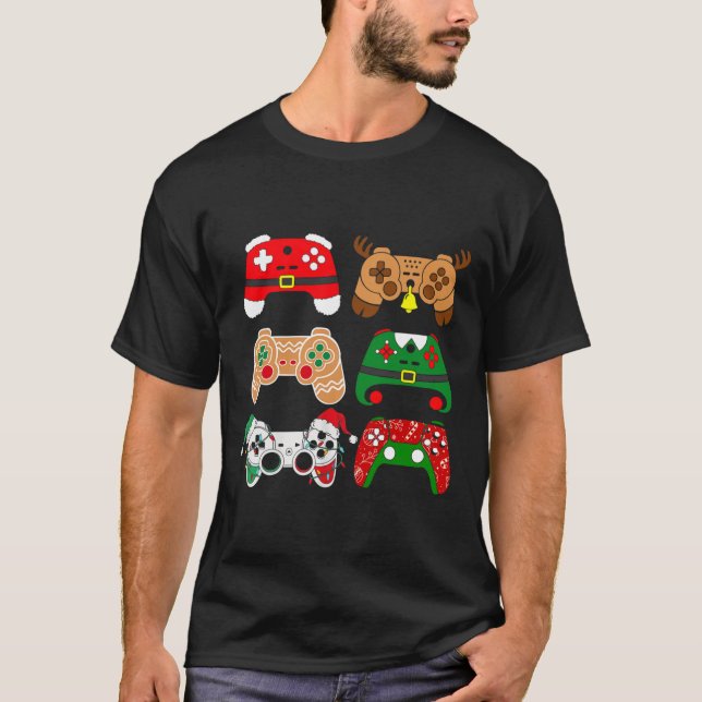 Video Game Controller jul Santa Hat Gamer Bo T Shirt (Framsida)