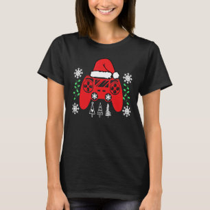 Video Game Controller jul Santa Hat Gamer Bo T Shirt