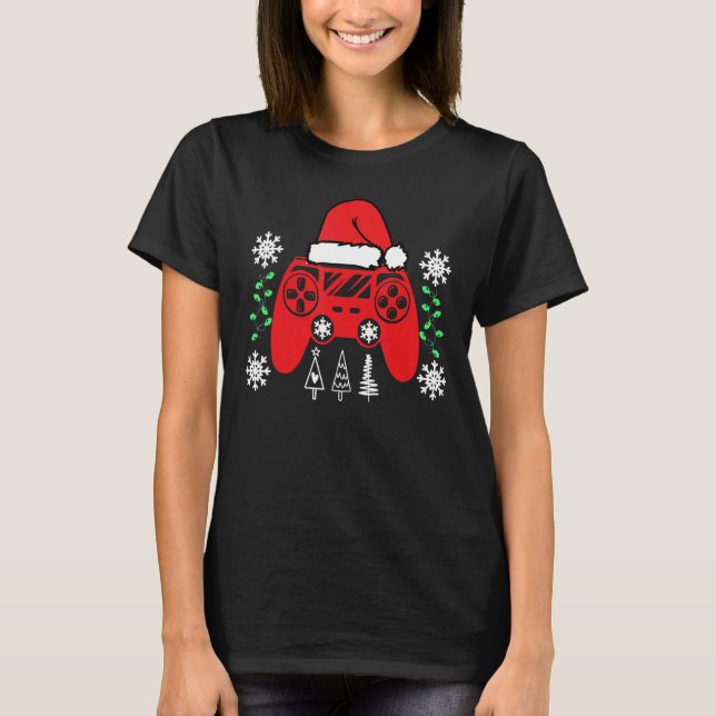 Video Game Controller jul Santa Hat Gamer Bo T Shirt (Framsida)