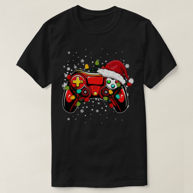 Video Game Controller jul Santa Hat Gamer Bo T Shirt (Design framsida)