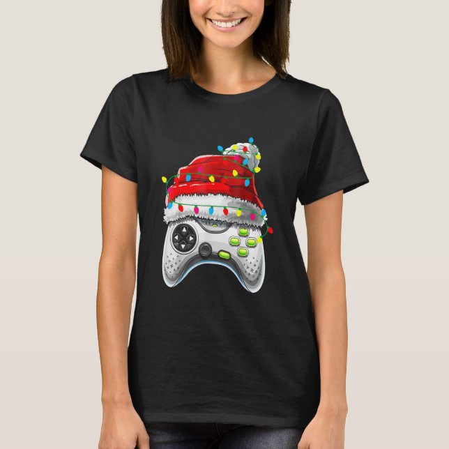 Video Game Controller jul Santa Hat Gamer Bo T Shirt (Framsida)