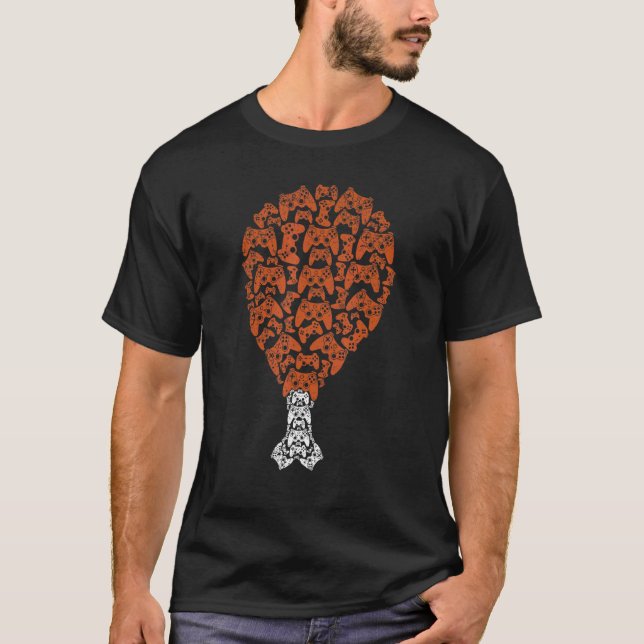 Video-Game Controller Turkey Leg Thanksgiving Gami T Shirt (Framsida)