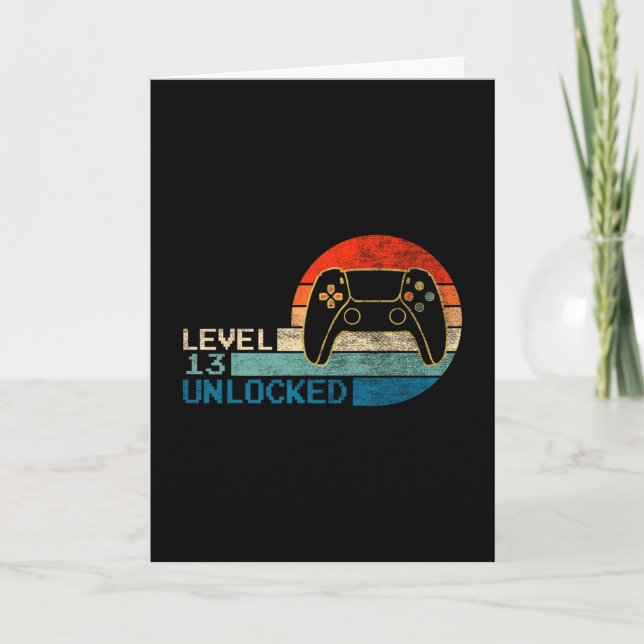 Video Game Controller Unlocked Level 13 Birthday B Kort (Framsida)