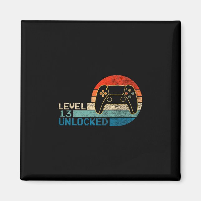 Video Game Controller Unlocked Level 13 Birthday B Magnet (Framsidan)