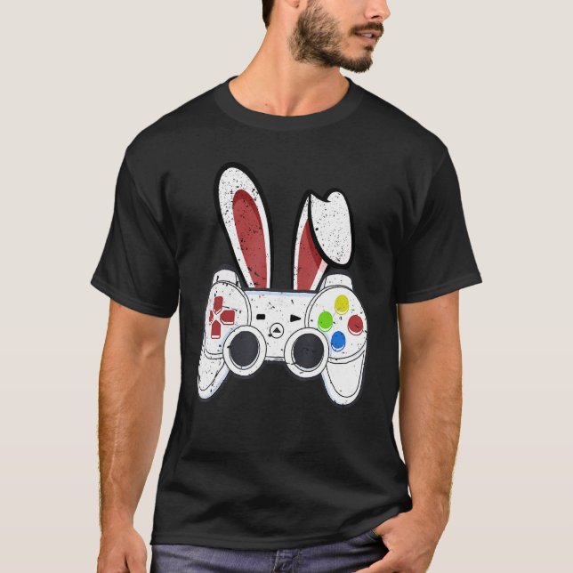 Video Game Easter Bunny Gaming Controller Gamer Ha T Shirt (Framsida)