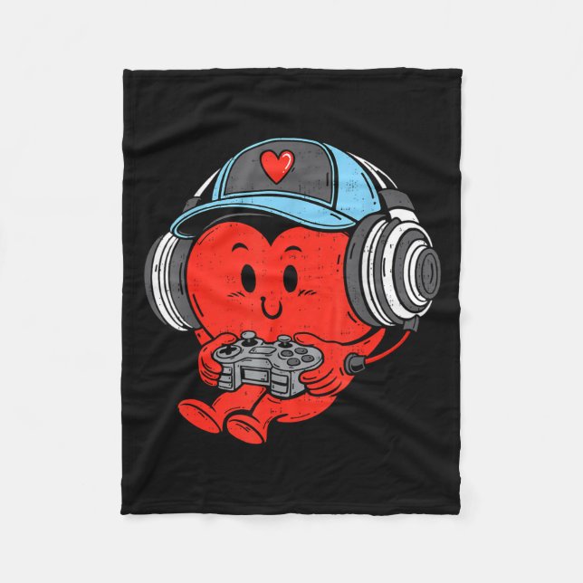 Video Game Gamer Heart Valentines Day Gaming Boys  Fleecefilt (Framsidan)