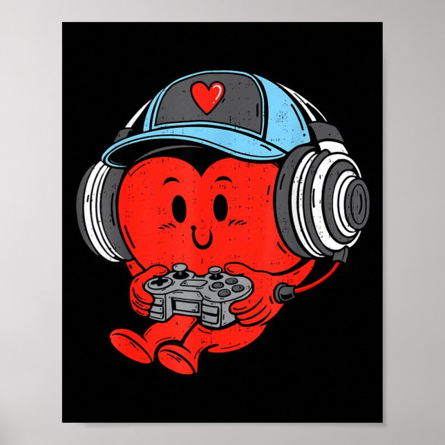 Video Game Gamer Heart Valentines Day Gaming Boys  Poster (Framsidan)