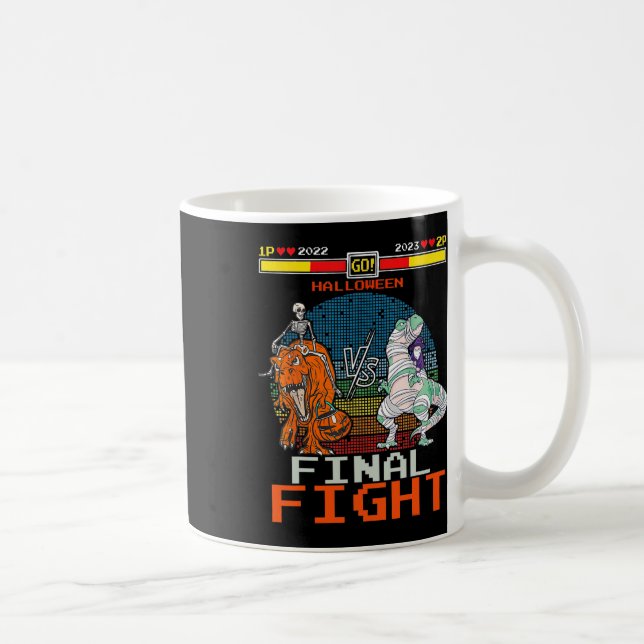 Video Game Halloween T-rex Skelett Mummy - Final  Kaffemugg (Höger)