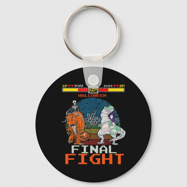 Video Game Halloween T-rex Skelett Mummy - Final  Nyckelring (Framsida)