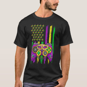 Video Game Jester Hat Retro American Flagga Mardi T Shirt