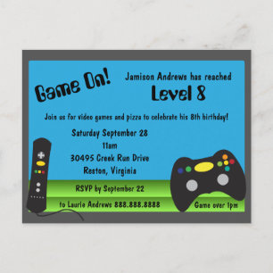 Video Game Lastbil Födelsedagsfest inbjudan Vykort