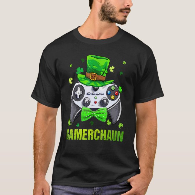 Video Game Leprechaun Costume Gamer St Patricks Da T Shirt (Framsida)