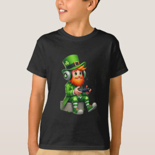 Video Game Leprechaun St Patricks Day Spelare Barn T Shirt