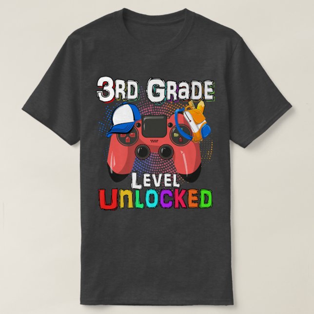 Video Game Level Unlocked 3rd Grade Student Teache T Shirt (Design framsida)