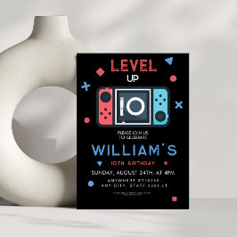 Video game Level up 10th Birthday Inbjudningar