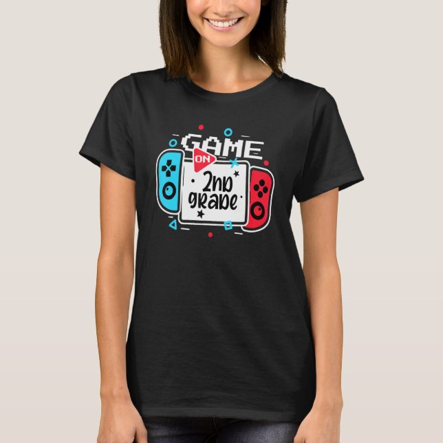 Video Game On 2nd Grade Cool Kids Team Second Back T Shirt (Framsida)