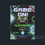 Video Game on Gamer Kids Boy Neon Födelsedagsfest Inbjudningar<br><div class="desc">Vi presenterar vår inbjudan till Videospelaren Neon Party - en explosion av roligt och upphetsning inför nästa firande! Den här livfulla inbjudan är designad för de ultimata spelentusiasterna som vill ge sin speciella dag en unik beröringspunkt. Vår inbjudan har en nyare palett i färg som omedelbart får uppmärksamhet och skapar...</div>