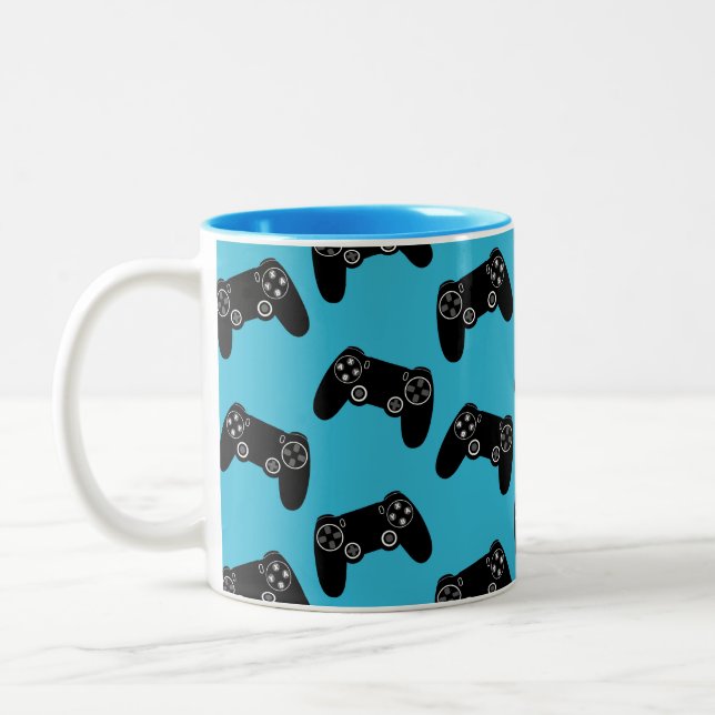 Video Game Pattern Mug Gamer Controller Coffee Cup Två-Tonad Mugg (Vänster)