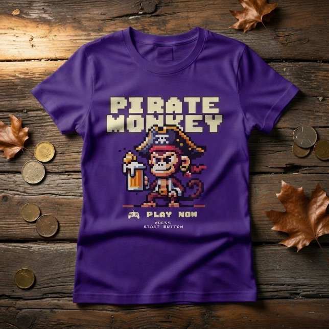 Video Game Pirate Monkey T-Shirt (Skapare uppladdad)