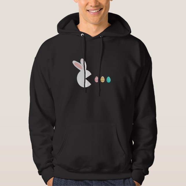 Video Game Rabbit Bunny Eggs Easter Gamer Kids Boy Hoodie (Framsida)