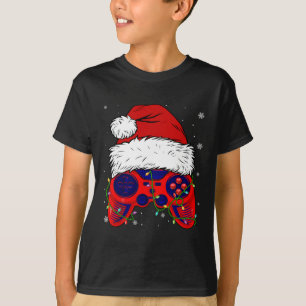 Video Game Santa Hat Roligt jul Pjs Ljus Boys T Shirt