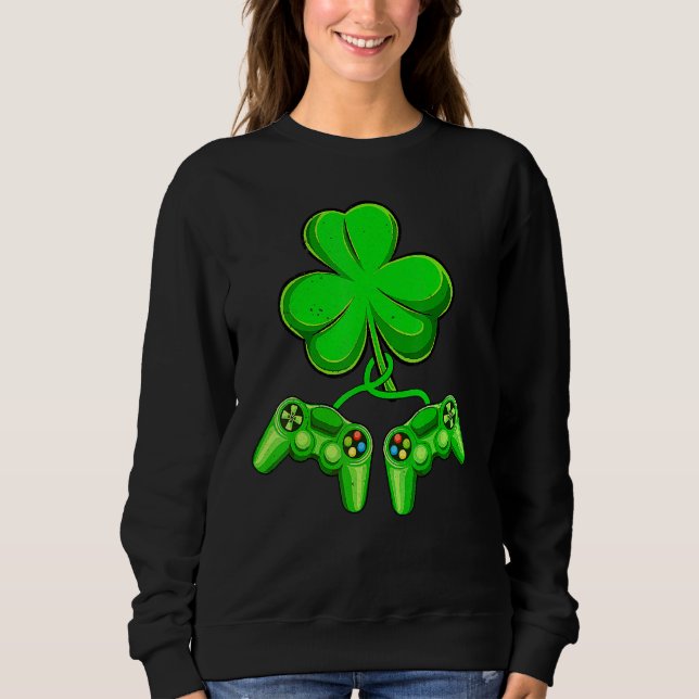 Video Game Shamrock Game Controller Happy St Patri T Shirt (Framsida)