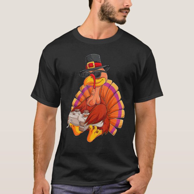 Video Game Thanksgiving Turkey Gamer Boys Kids Tee (Framsida)