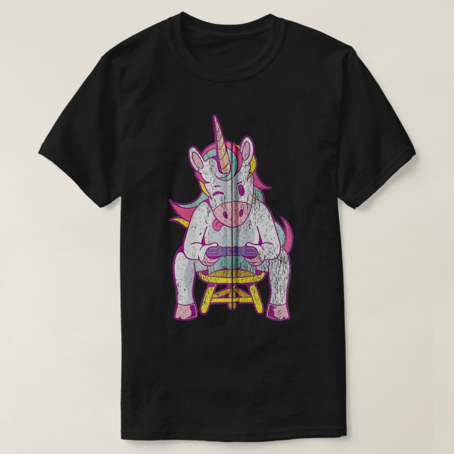 Video Game Unicorn Gift For Boys Zip  T Shirt (Design framsida)