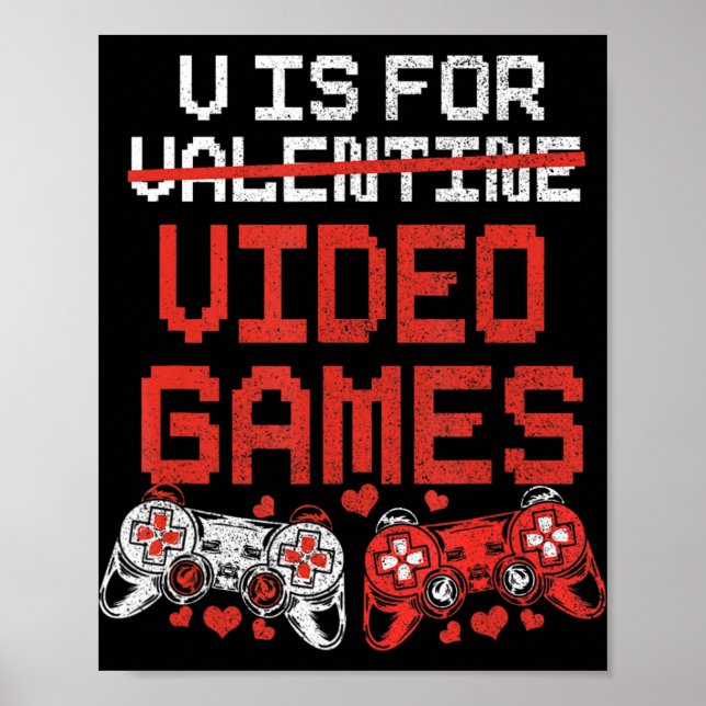 Video Game Valentines day för Boys Kids Teenager Poster (Framsidan)