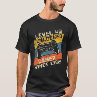 Video Gamer 40Th Birthday Level 40 Unlocked 1982 T Shirt