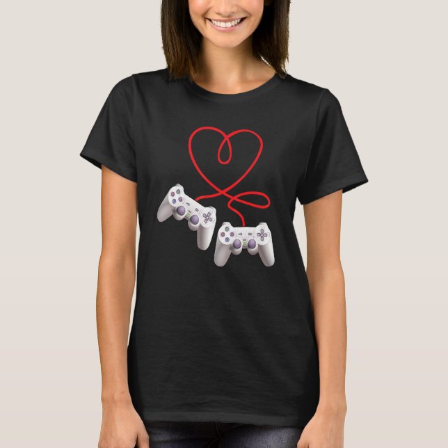 Video Gamer Heart Controller Valentine's Day  Kids T Shirt (Framsida)