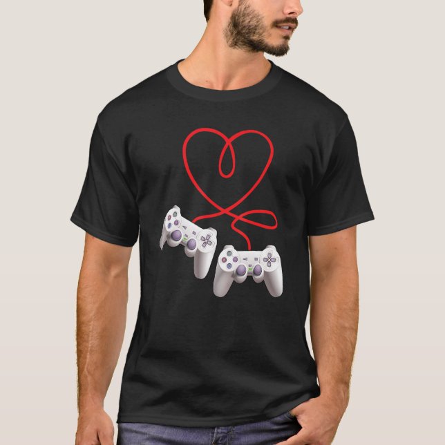 Video Gamer Heart Controller Valentine's Day  Kids T Shirt (Framsida)