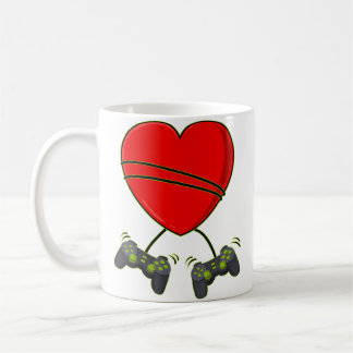 Video Gamer Heart Controllers Valentines Day Boys  Kaffemugg