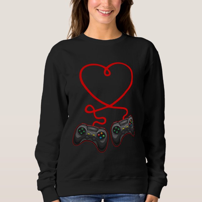 Video Gamer Heart Controllers Valentines Day Boys  T Shirt (Framsida)