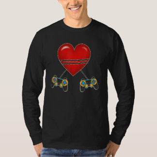 Video Gamer Heart Controllers Valentines Day Love  T Shirt