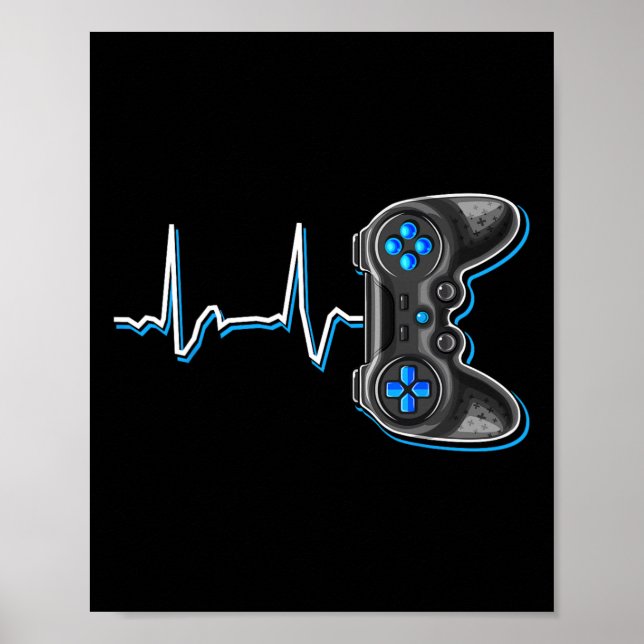 Video Gamer Heartslag Video Game Controller Gement Poster (Framsidan)