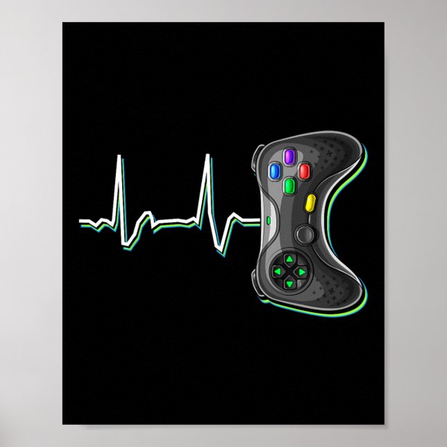 Video Gamer Heartslag Video Game Controller Gement Poster (Framsidan)